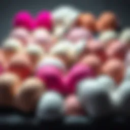 An elegant display of various artificial breast pad designs showcasing diversity in shapes and colors.