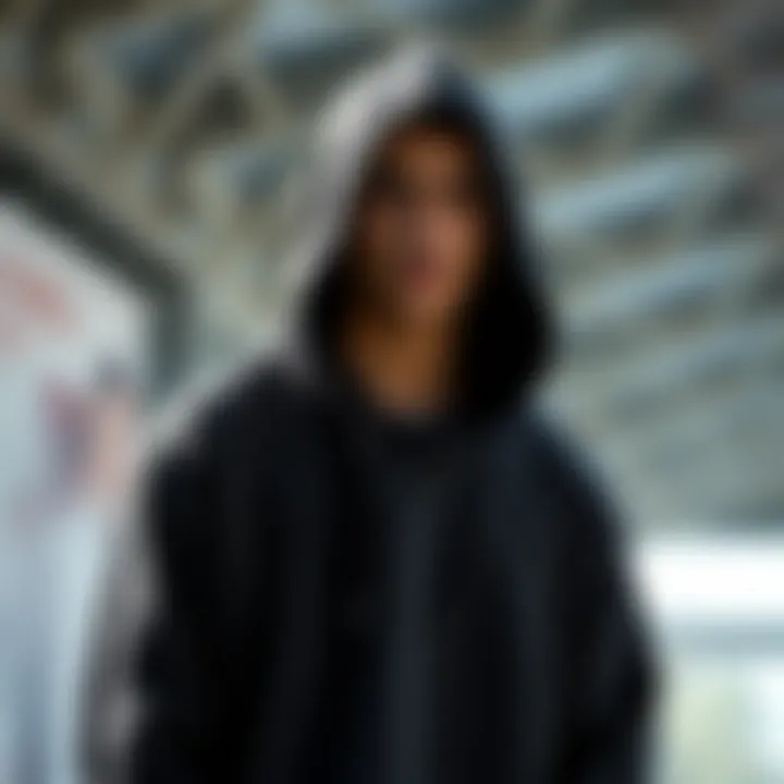 Sustainable materials displayed for asymmetrical hoodie production