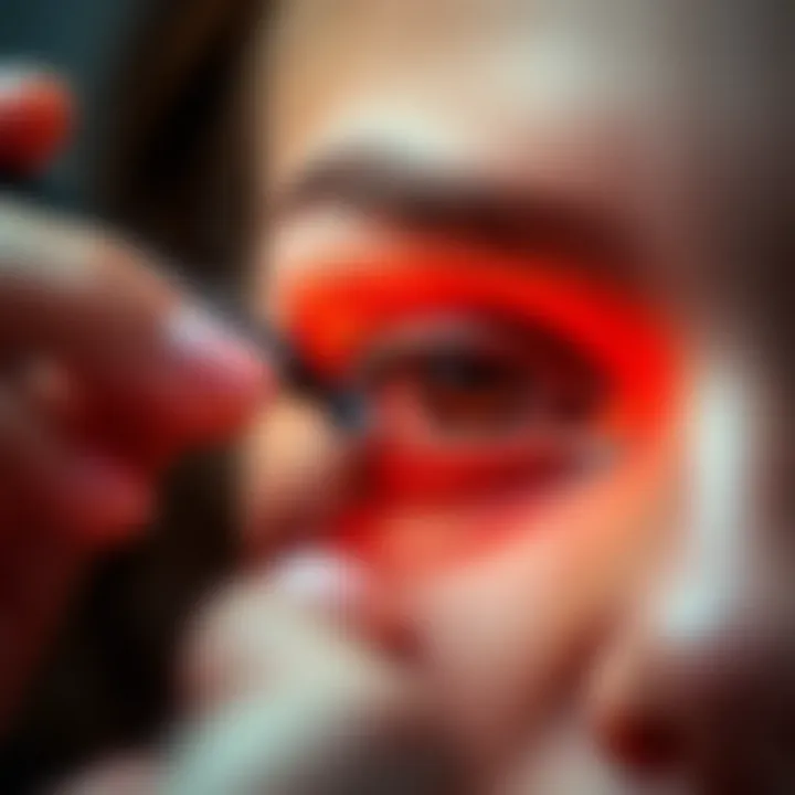 Application of eyelash tint on lashes