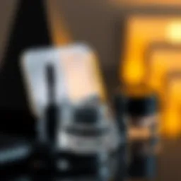 Close-up of black eyelash tint kit components