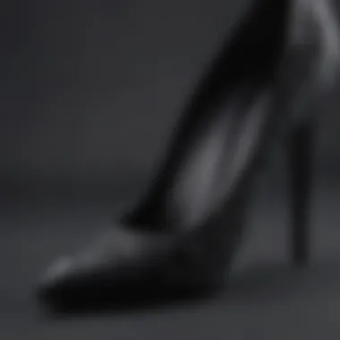 Close-up of textured black heel material