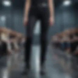 Stylish black split jeans on a fashion runway