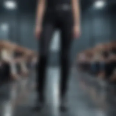 Black Split Jeans on the Runway Stylish black split jeans on a fashion runway
