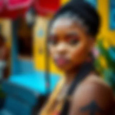 Vibrant Bohemian Box Braids Stunning bohemian box braids displayed in a vibrant setting