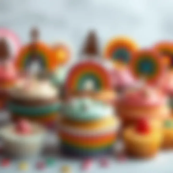 Diverse Designs of Bohemian Cupcake Toppers A variety of bohemian-inspired designs of cupcake toppers in vibrant hues