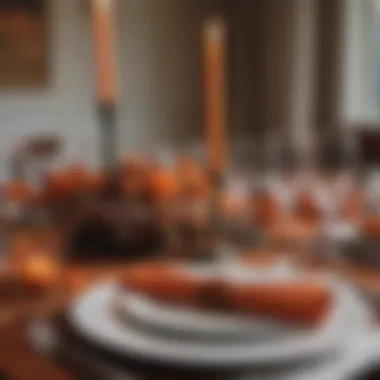 Elegant Table Setting with Burnt Orange Accents Elegant table setting featuring burnt orange decorations