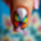 Vibrant Butterfly Nail Art Colorful butterfly nail stamp design