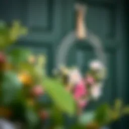 Elegant clear door wreath hanger showcasing a delicate floral arrangement