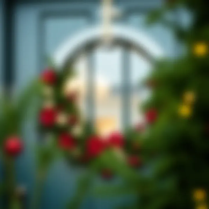 Seasonal Wreath on Clear Door Hanger Versatile clear door wreath hanger displayed with a seasonal wreath