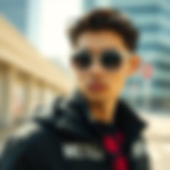 Cultural Significance of Sunglasses in Modern Fashion Fashion-forward individual wearing clear frame mirrored sunglasses outdoors