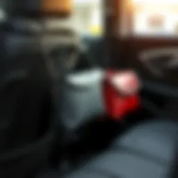 Stylish purse holder seamlessly integrating with car interior