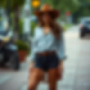 Styled Outfit with Cowgirl Shorts Fashionable cowgirl shorts styled with a western belt