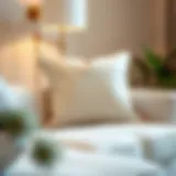 Elegant cream throw pillow on a stylish sofa