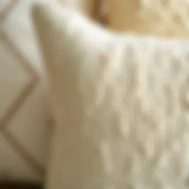 Textural Variety in Cream Pillow Covers Close-up of textured cream pillow fabric