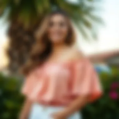 Effortless Elegance with Off-the-Shoulder Style A trendy off-the-shoulder plus size top showcasing summer elegance