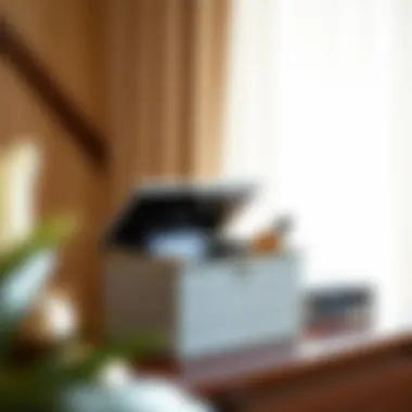 Stylish Flip Top Storage Box as Accent Piece Stylish decorative storage box used as an accent piece