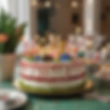 Thematic Decor with Affordable Toppers Themed celebration table with dollar store cake decorations