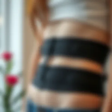 A close-up of an abs slimming belt with a modern design