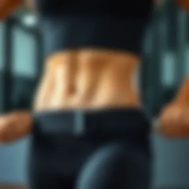 An individual using an abs slimming belt during a workout session