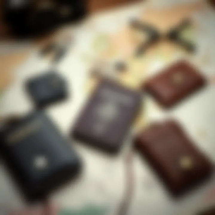Elegant arrangement of passport and vaccine card holders on a travel map