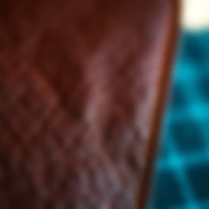 Close-up of premium leather texture used in travel accessories