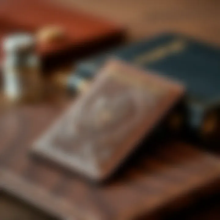 Stylish leather vaccine card holder with intricate design
