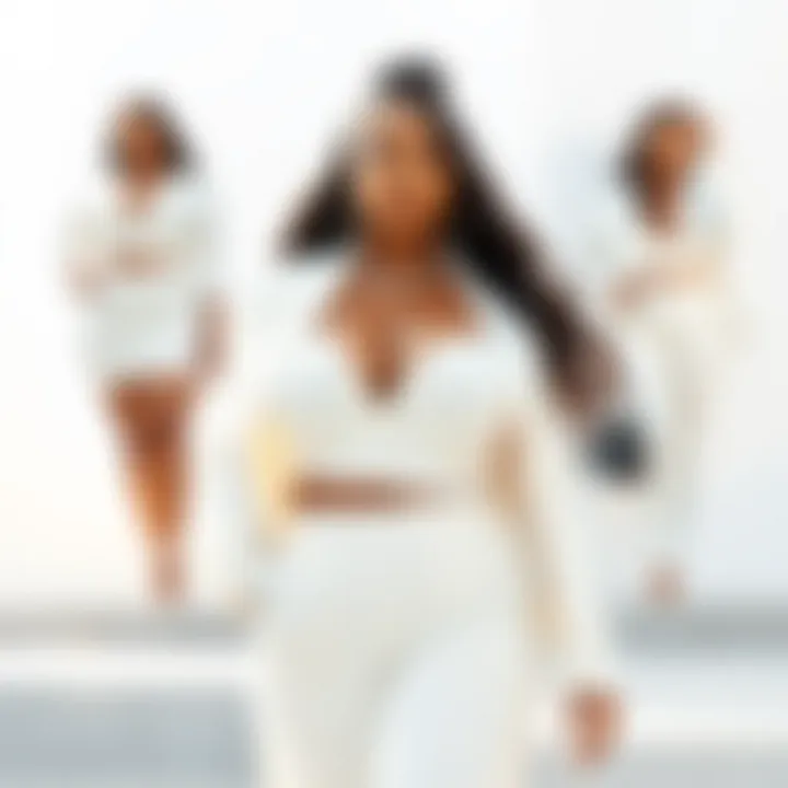 Versatile Styling of White Plus Size Two-Piece Outfit Model showcasing the versatility of a white two-piece outfit in different settings