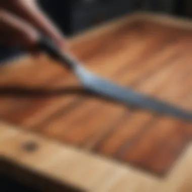 Precision Epoxy Application A close-up of the epoxy application technique on wood