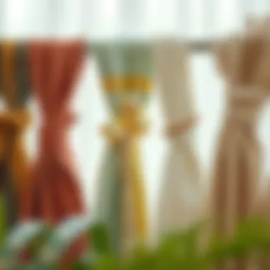 Diverse Materials for Fabric Curtain Tie Backs Various fabric curtain tie backs displayed with different materials