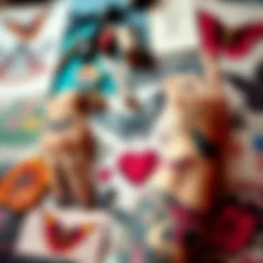 A vibrant display of various fake tattoos arranged artistically
