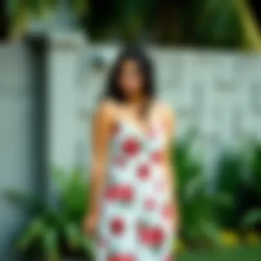 Casual summer dress with floral patterns and lightweight fabric