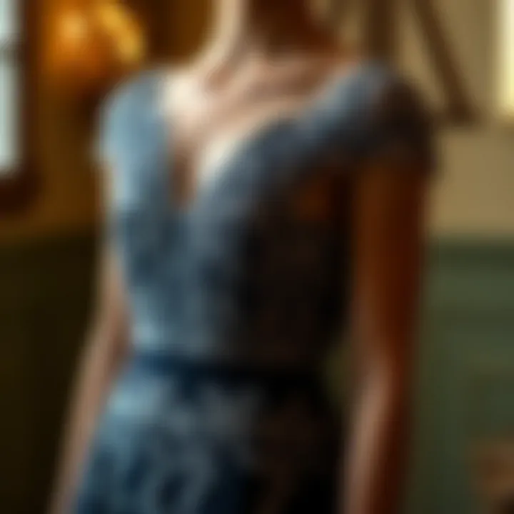 Elegant evening dress showcasing intricate lace details