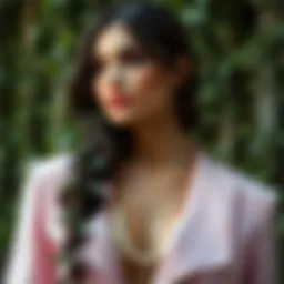 Elegant display of faux ivy strands adorning a modern fashion piece