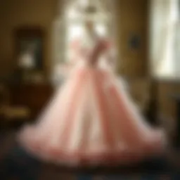 Elegant floor length crinoline displayed in a vintage setting