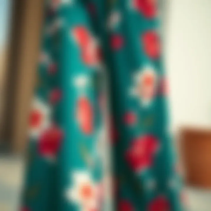 Vibrant floral patterns on wide leg pants