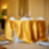 Luxurious gold tablecloth elegantly draped over a banquet table