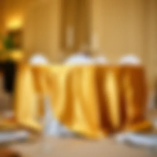 Luxurious gold tablecloth elegantly draped over a banquet table