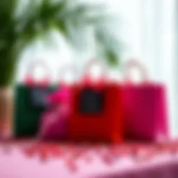 Colorful hangover gift bags displayed attractively