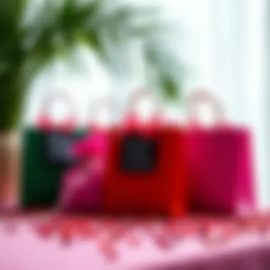 Aesthetic Presentation of Hangover Gift Bags Colorful hangover gift bags displayed attractively