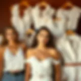 Diverse Styles of Hot White Tops Chic arrangement of various hot white tops highlighting different styles