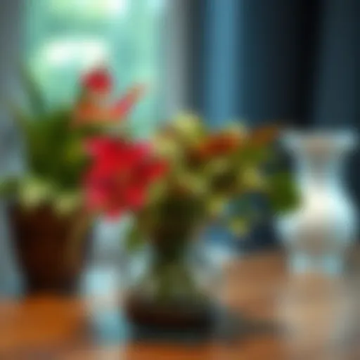 Hydroponic vase showcasing vibrant plant growth