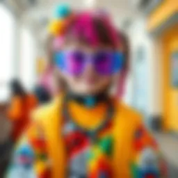 Colorful kidcore outfit with playful accessories