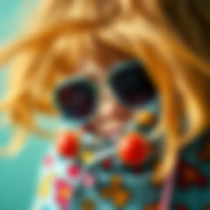 Close-up of kidcore accessories and colorful patterns