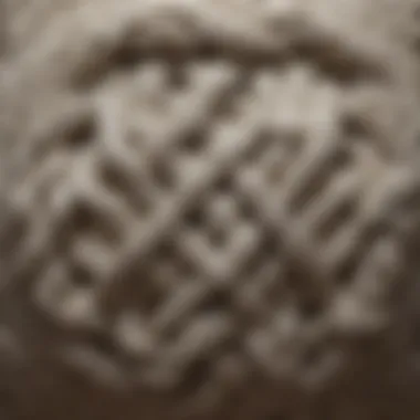 Intricate Weaving of Knot Floor Pillow A close-up of the intricate weaving of a knot floor pillow, highlighting craftsmanship and design.