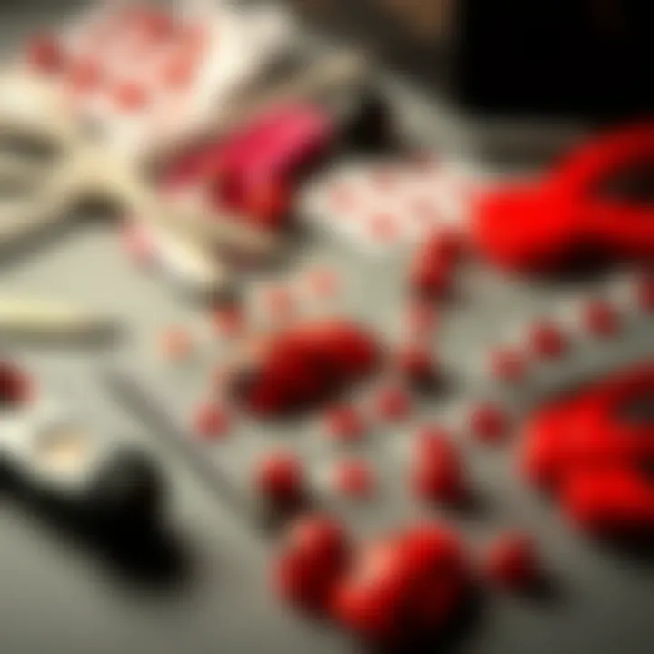 Tools for Applying Ladybug Nail Stickers A detailed layout of tools and materials for applying ladybug nail stickers