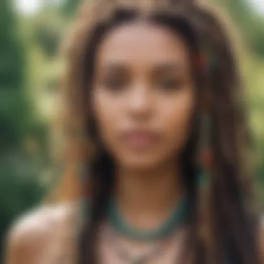 Long Boho Locs with Colorful Beads Woman showcasing long boho locs adorned with colorful beads