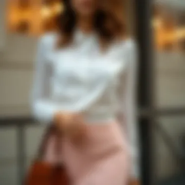 Chic Styling of Long Sleeve White Blouses Elegant long sleeve white blouse styled with a chic skirt