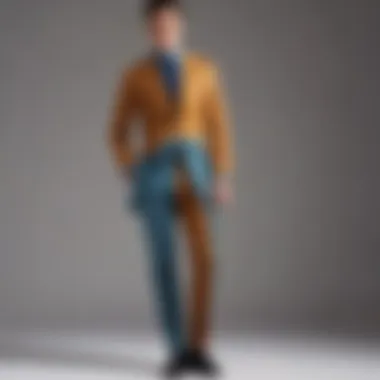 Stylish Two-Tone Pant Ensemble Stylish two-tone pant ensemble showcasing fabric and color contrast