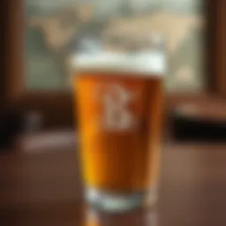 Elegantly crafted monogrammed beer glass on a wooden table