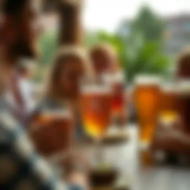 A festive gathering featuring monogrammed beer glasses